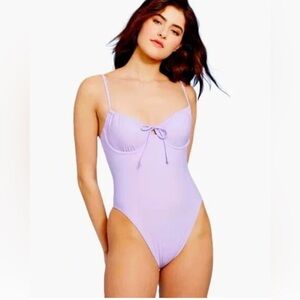 Women's Shirred Detail Underwire High Leg Extra Cheeky One Piece Swimsuit S 4-6